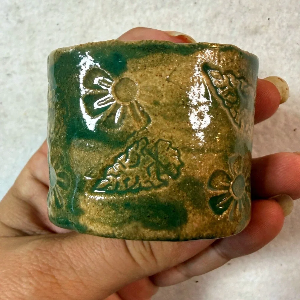Vintage Handmade Napkin Rings Cottagecore Ceramic Floral Tablescape Set of 4